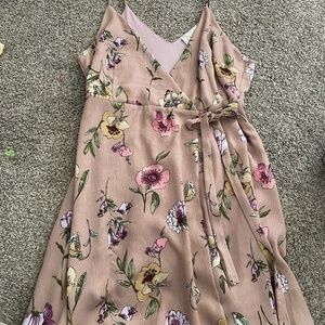 Pink floral wrap dress